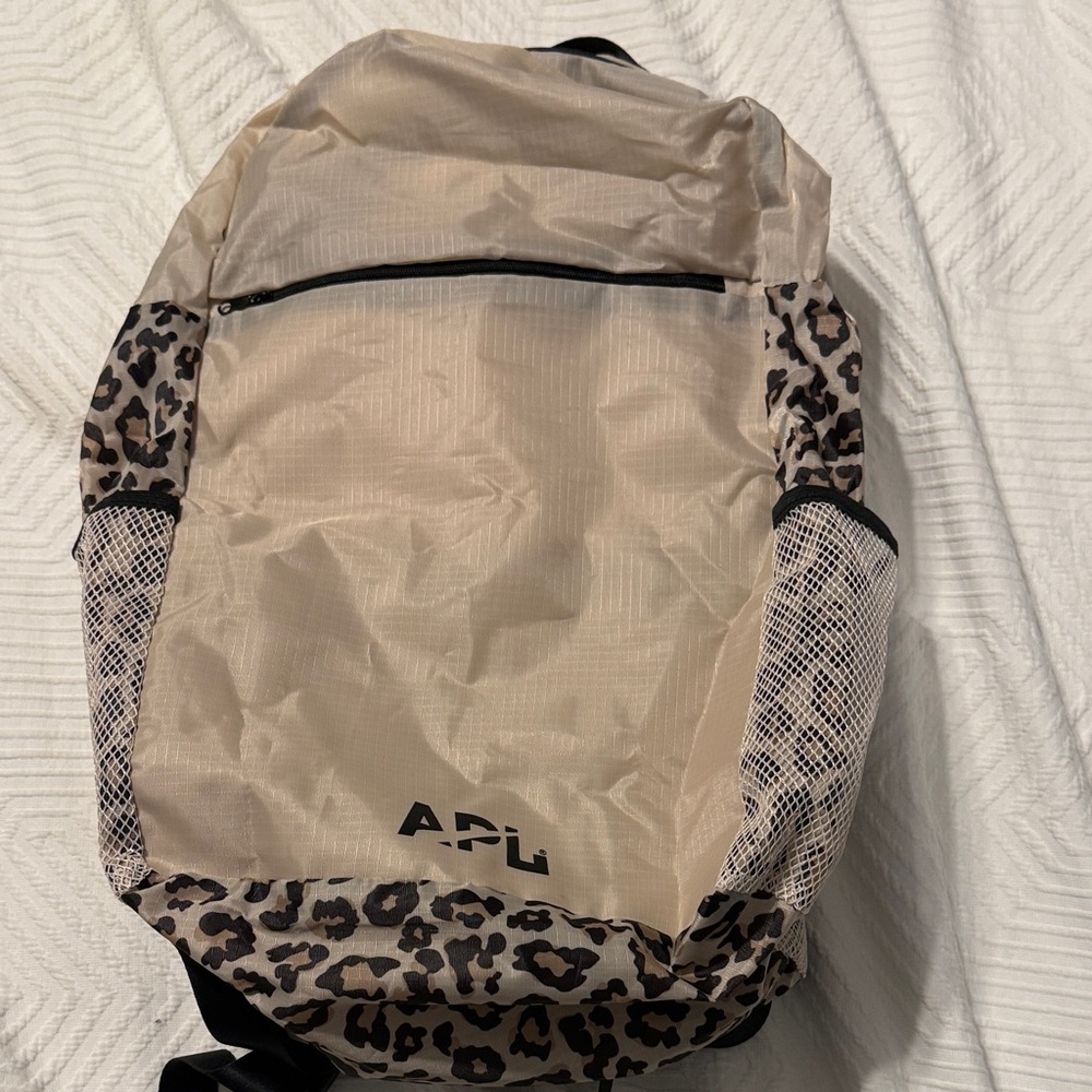 APL Beige and Leopard Print Backpack